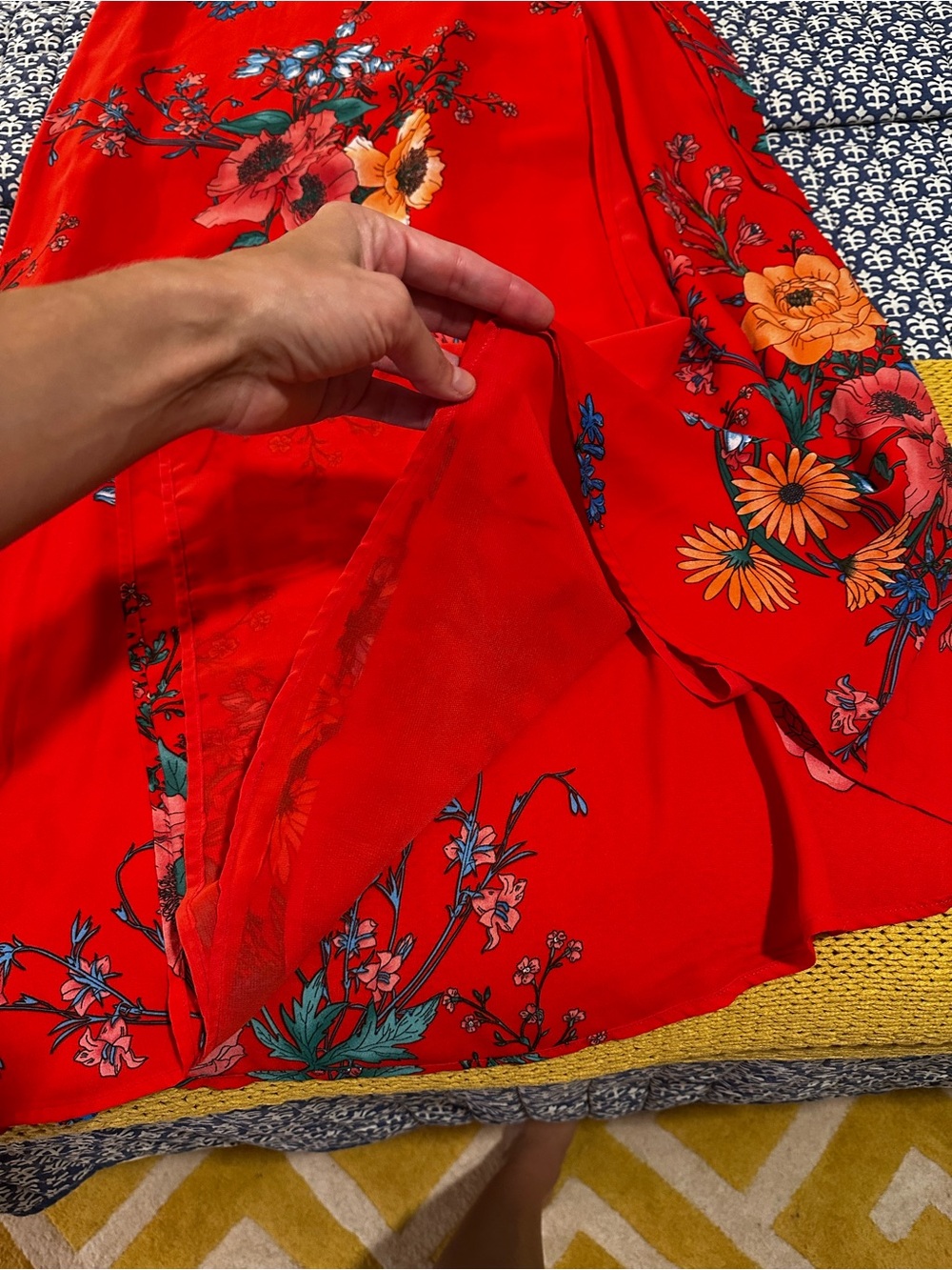Lulus Red Floral Wrap Maxi Skirt - Picture 4 of 6